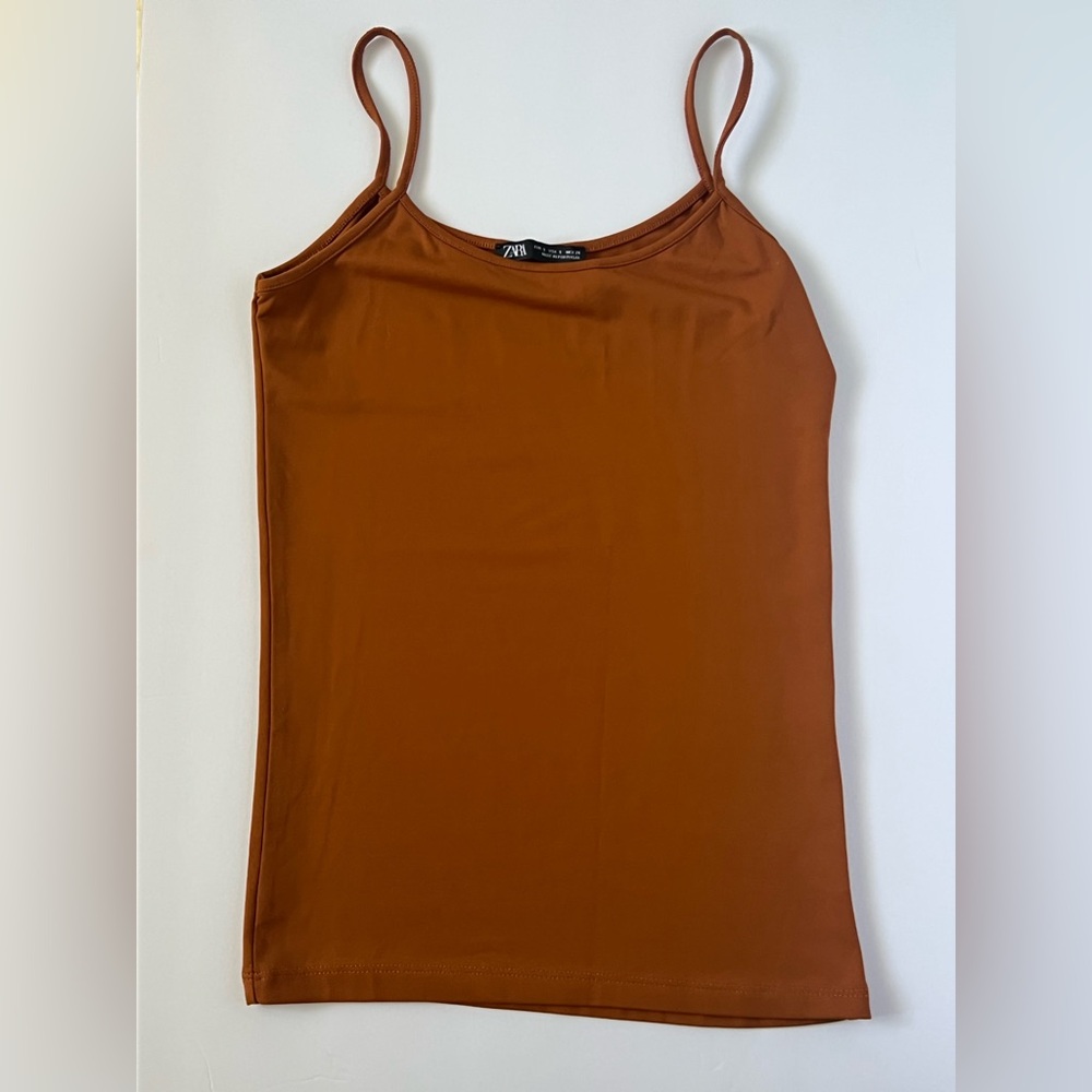 Zara Rust Spaghetti-Strap Camisole